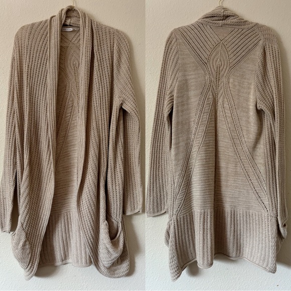 Maurice’s Cream Khaki Boho Knit Soft Open Front Oversized Waterfall Cardigan 1X - Picture 1 of 5